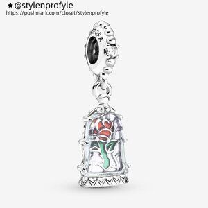 Pandora Disney Beauty and the Beast Enchanted Rose Dangle Charm